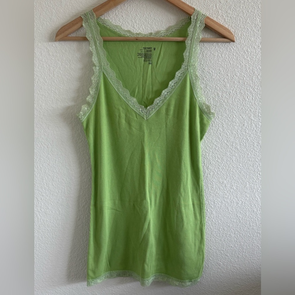 Women’s Y2K Tank Top Cami Size M Lace Trim 2000s Mcbling
